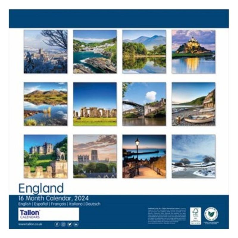 2024 Blue Explore England - Square Wall Calendar