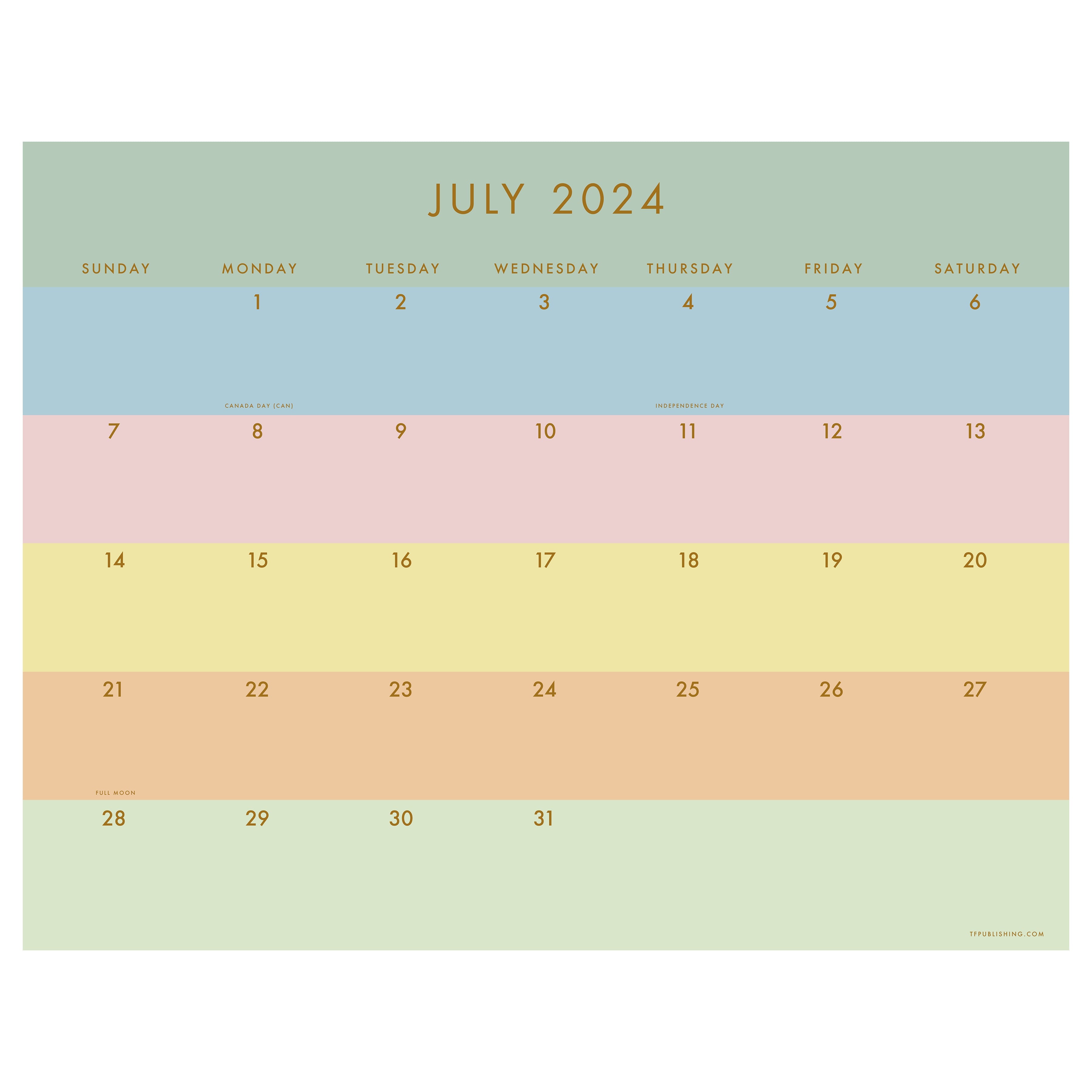 July 2024 - June 2025 Super Stripe - Large Monthly Desk Pad Blotter Academic Calendar