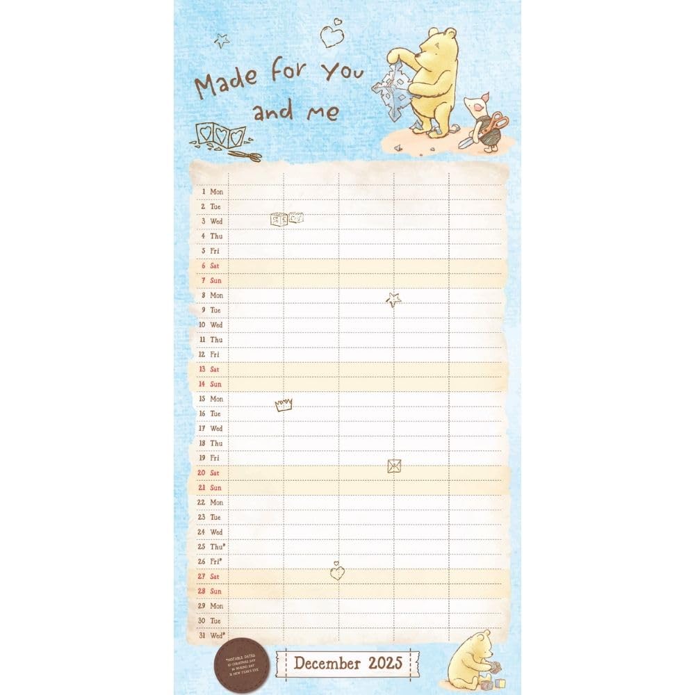 2025 Winnie The Pooh Family Organiser - Square Wall Calendar