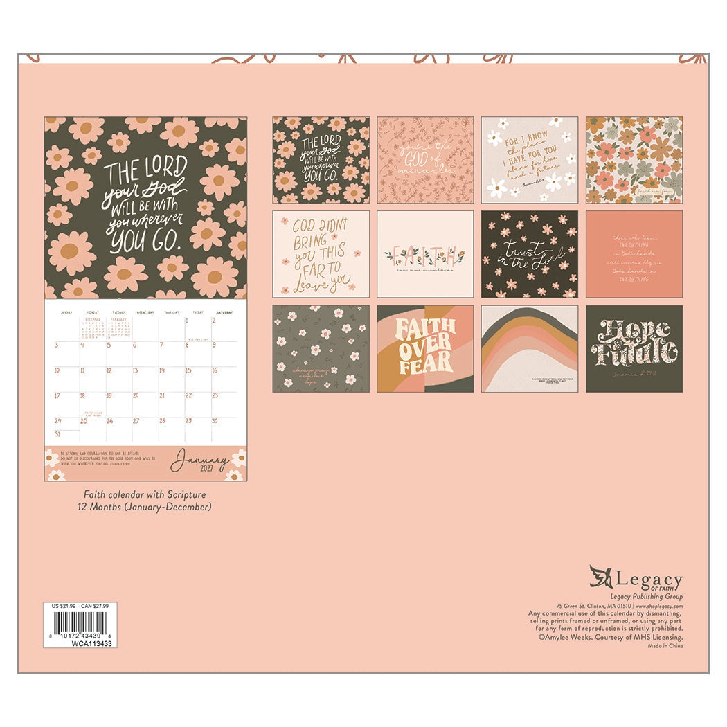 2027 Faith Move Mountains - Deluxe Wall Calendar by Angie Weller