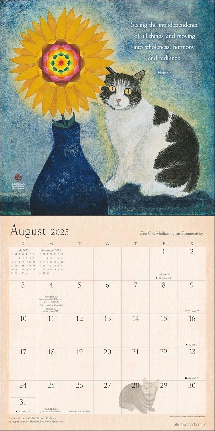 2025 Zen Cat - Square Wall Calendar