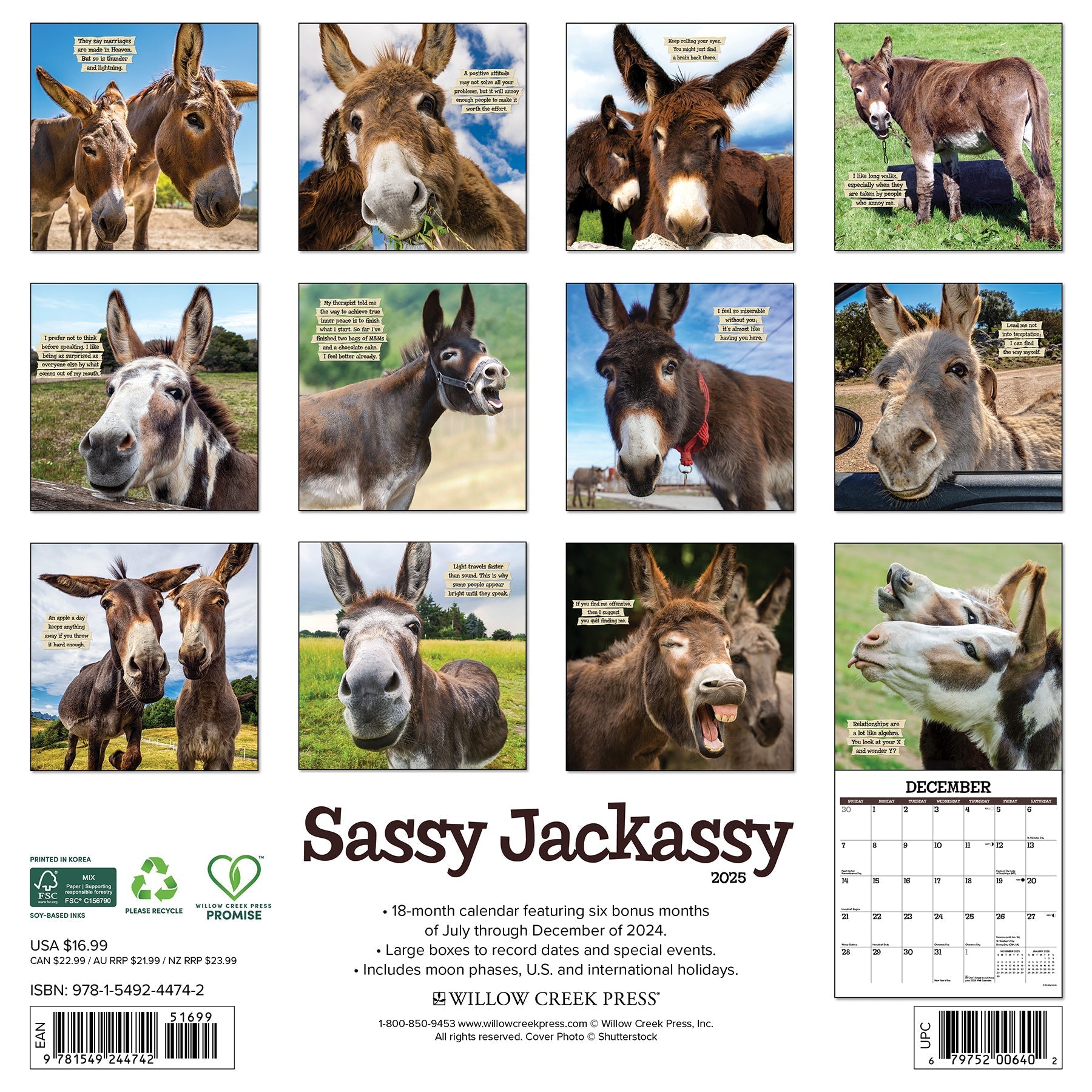 2025 Sassy Jackassy - Square Wall Calendar (US Only)