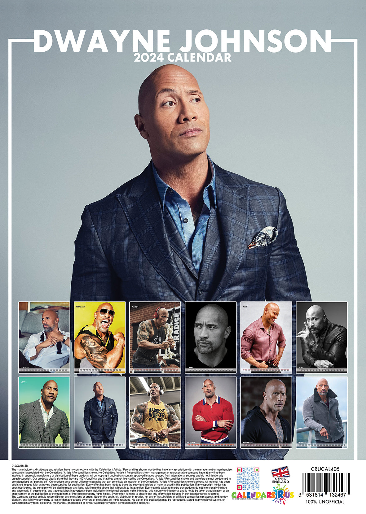 2024 Dwayne Johnson "The Rock" - A3 Wall Calendar  SOLD OUT