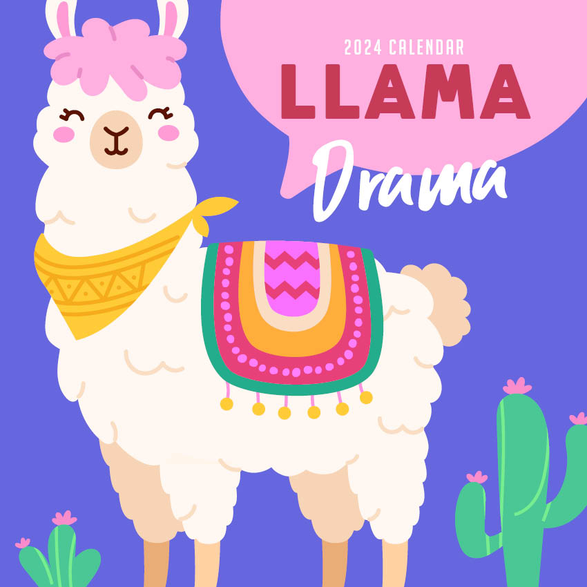 2024 Llama Drama - Square Wall Calendar