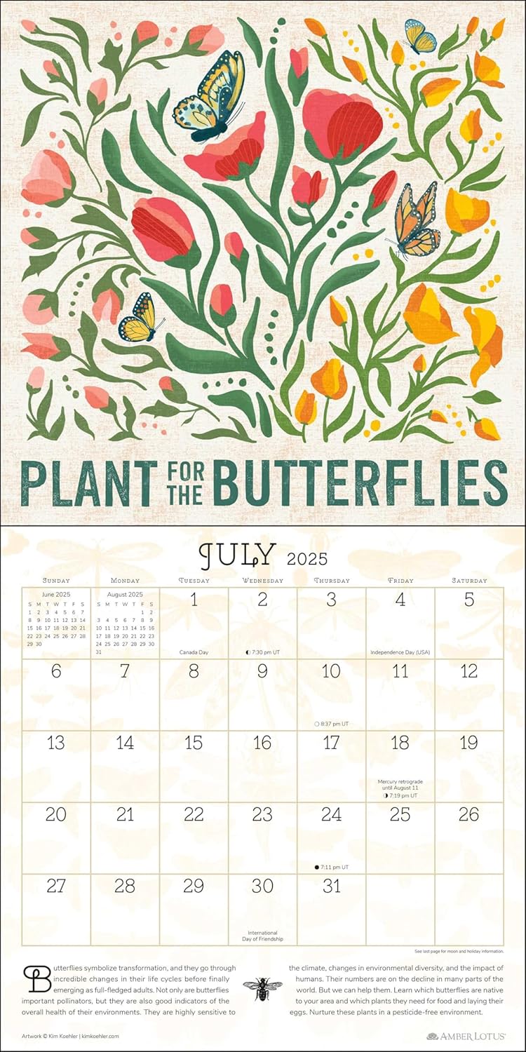 2025 Praise for the Pollinators - Square Wall Calendar