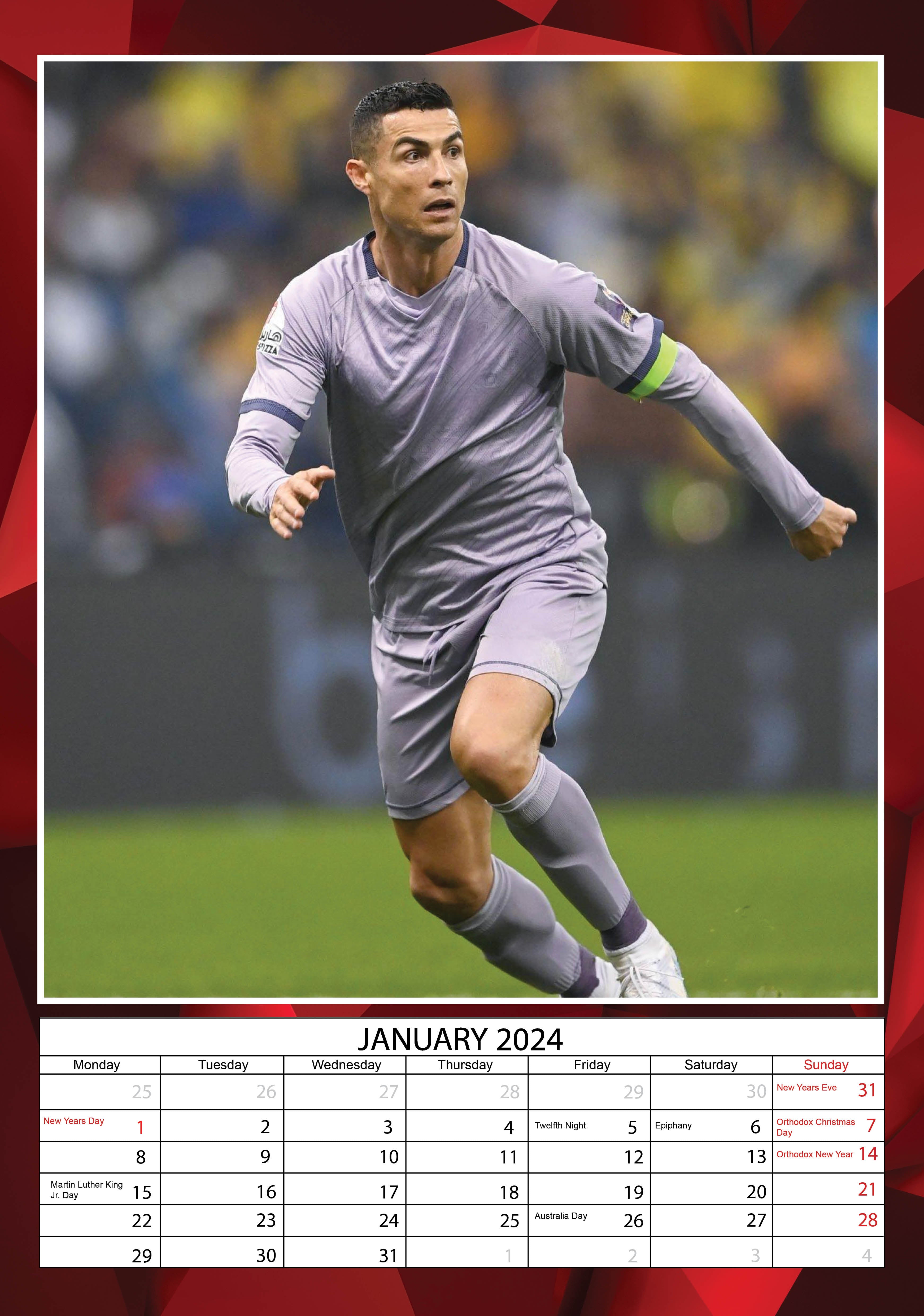 2024 Cristiano Ronaldo - A3 Wall Calendar