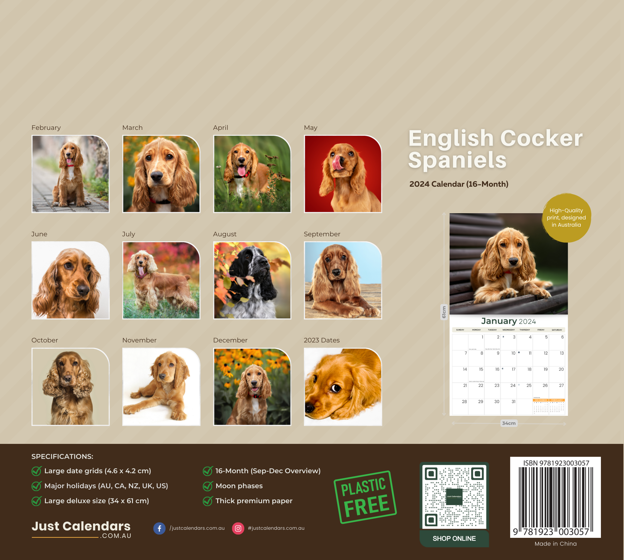 2024 English Cocker Spaniels Deluxe Wall Calendar Dogs & Puppies