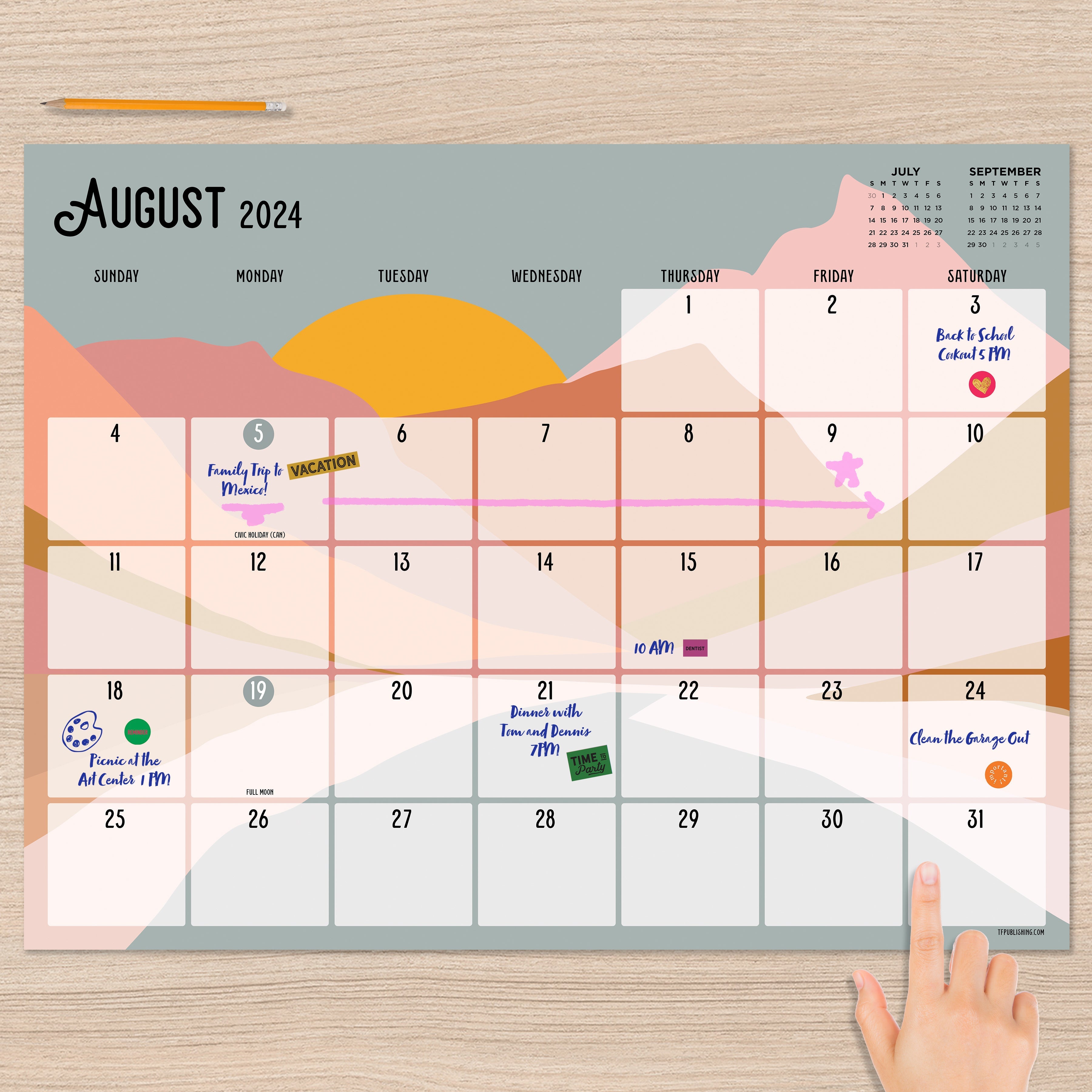 July 2024 - June 2025 Landscapes - Large Monthly Desk Pad Blotter Academic Calendar