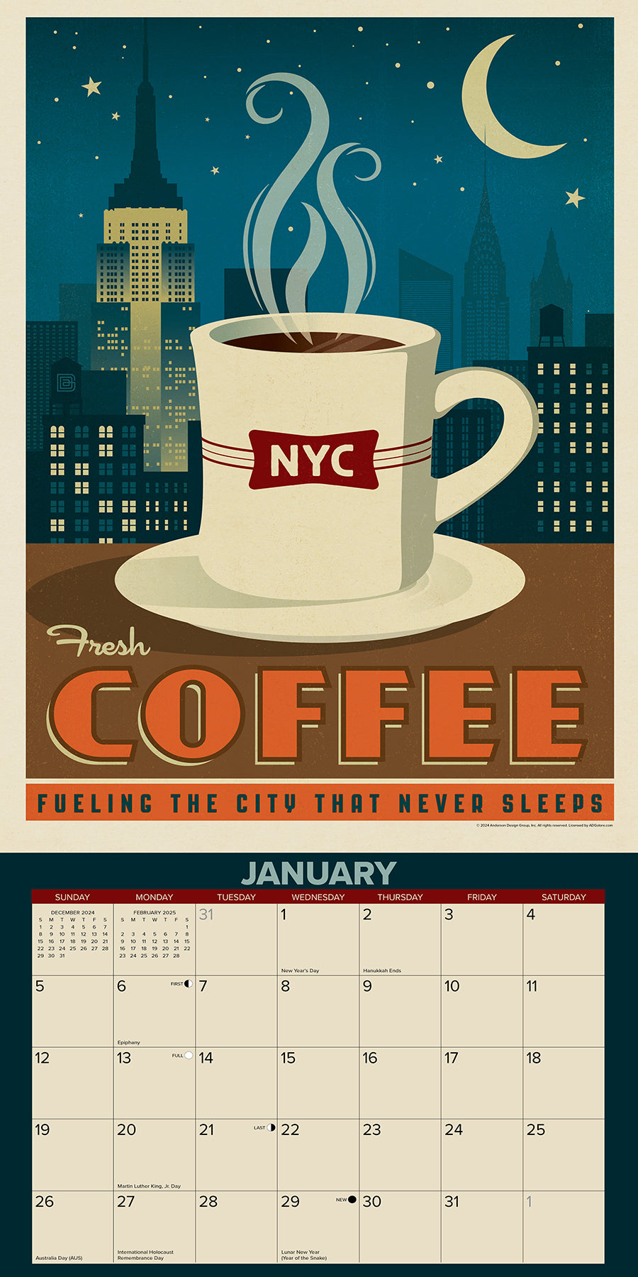 2025 Coffee Delights (Anderson Design Group) - Square Wall Calendar (US Only)