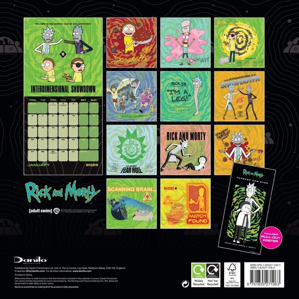 2025 Rick And Morty - Square Wall Calendar