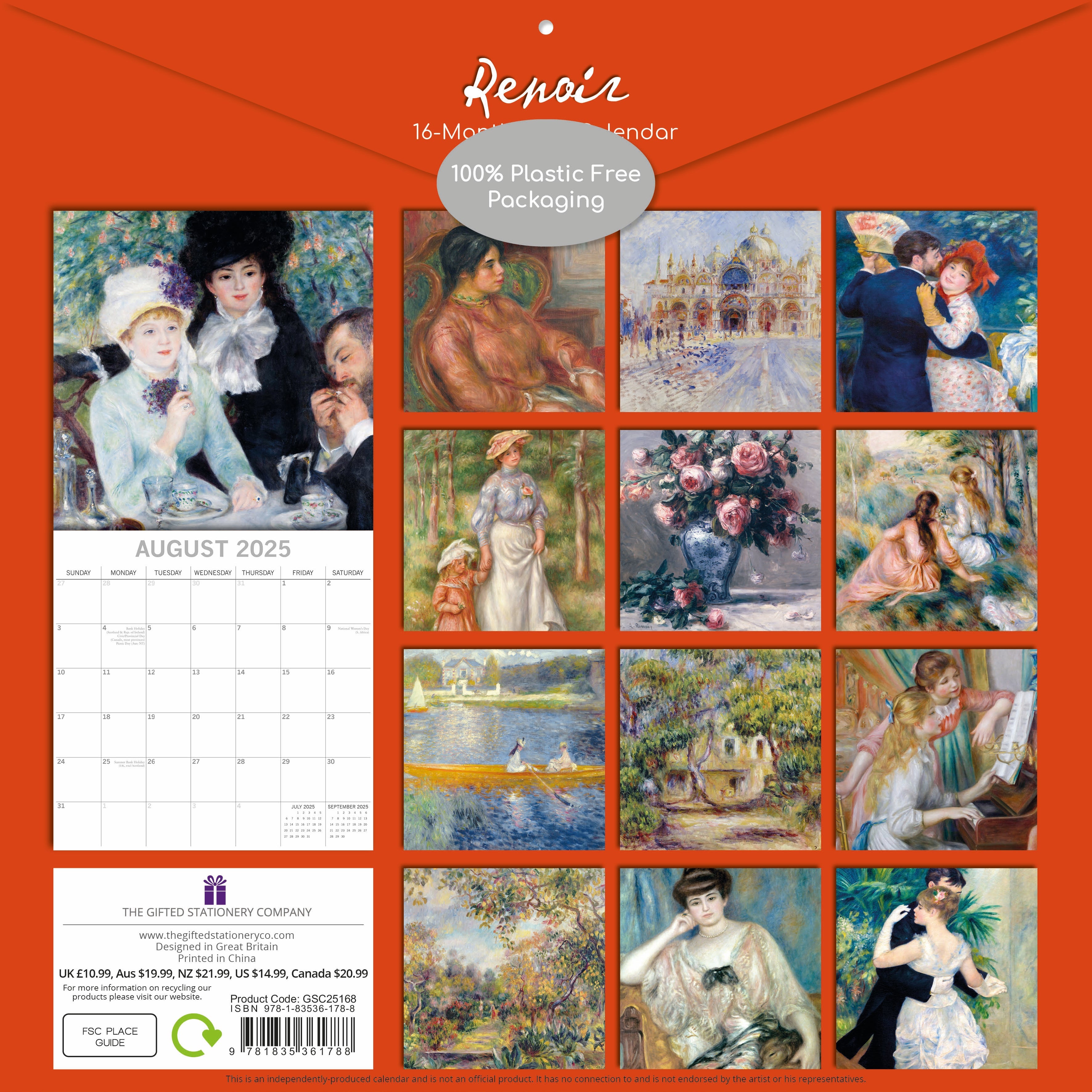 2025 Renoir - Square Wall Calendar