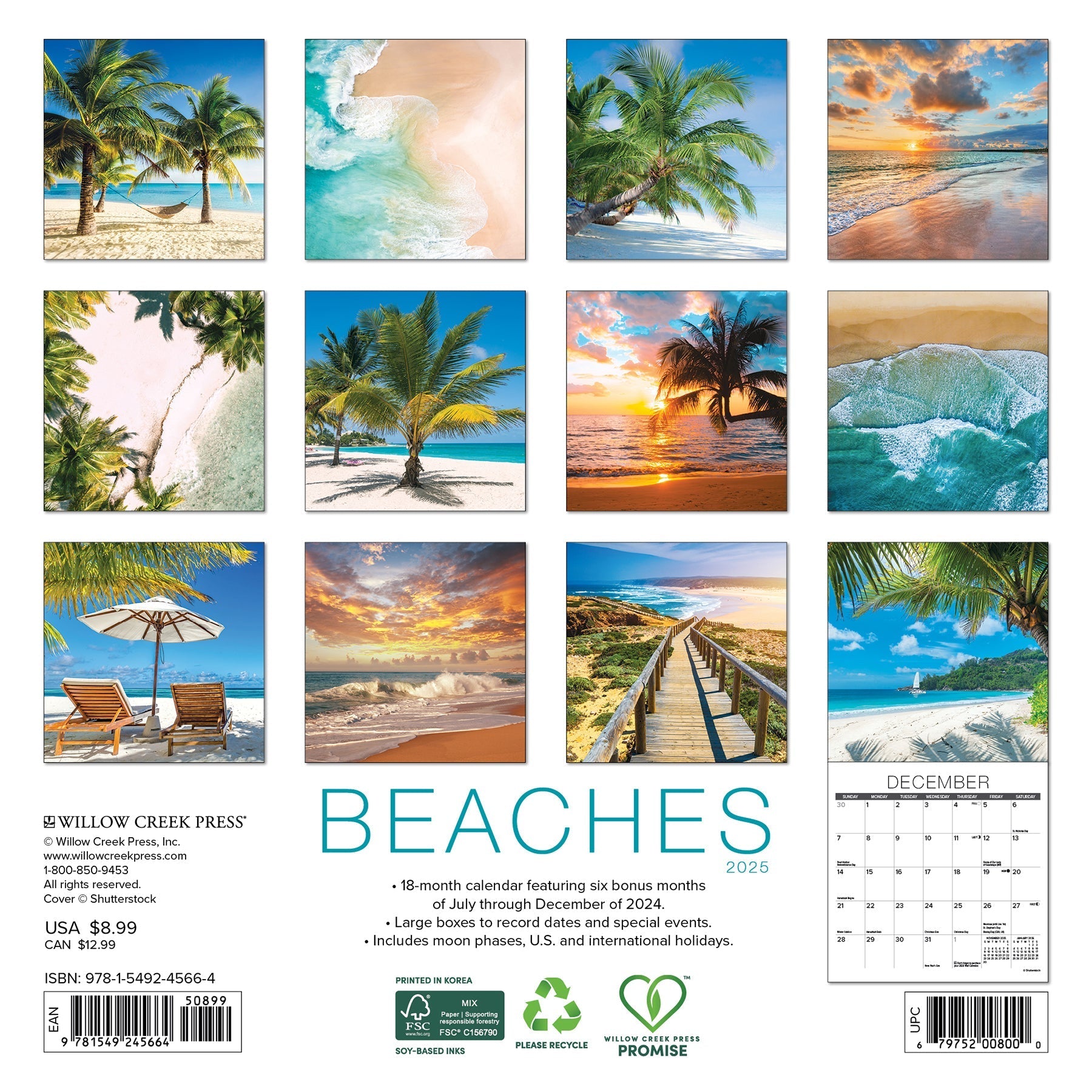 2025 Beaches - Mini Wall Calendar (US Only)