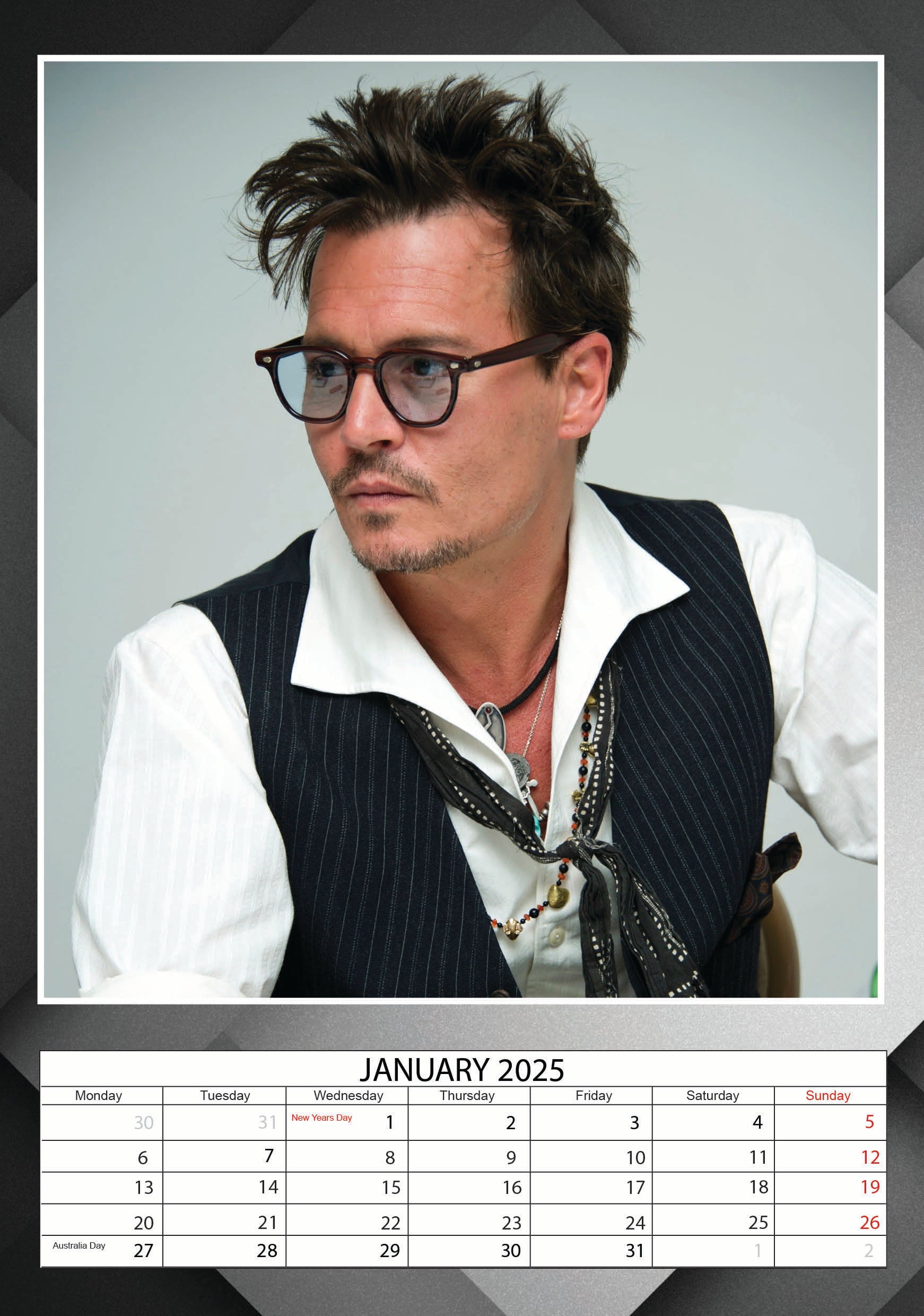 2025 Johnny Depp - A3 Wall Calendar