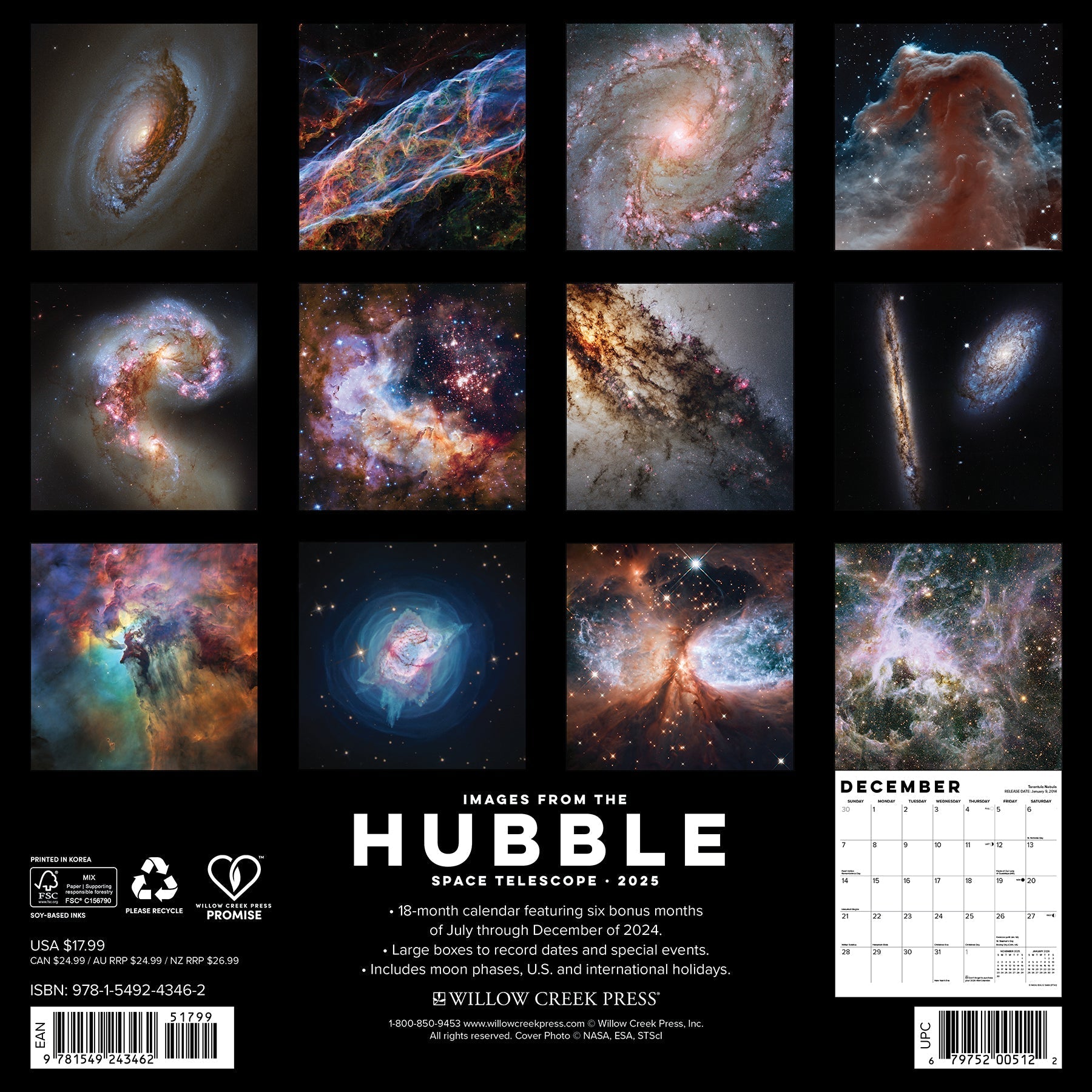 2025 Images from the Hubble Space Telescope (w/foil) - Square Wall Calendar (US Only)