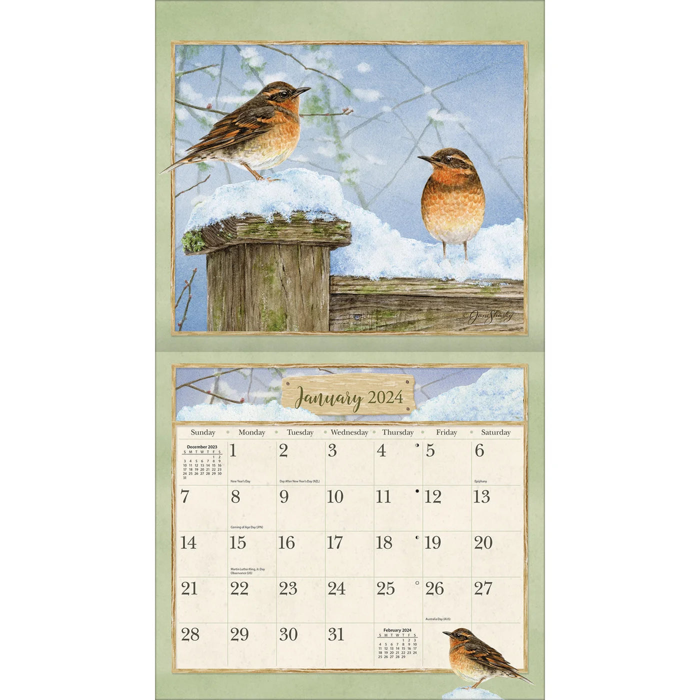 2024 LANG Birds In The Garden By Jane Shasky - Deluxe Wall Calendar
