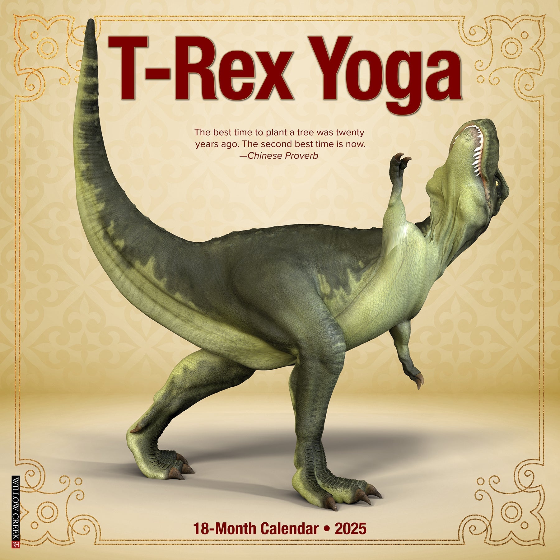 2025 T-Rex Yoga - Square Wall Calendar (US Only)