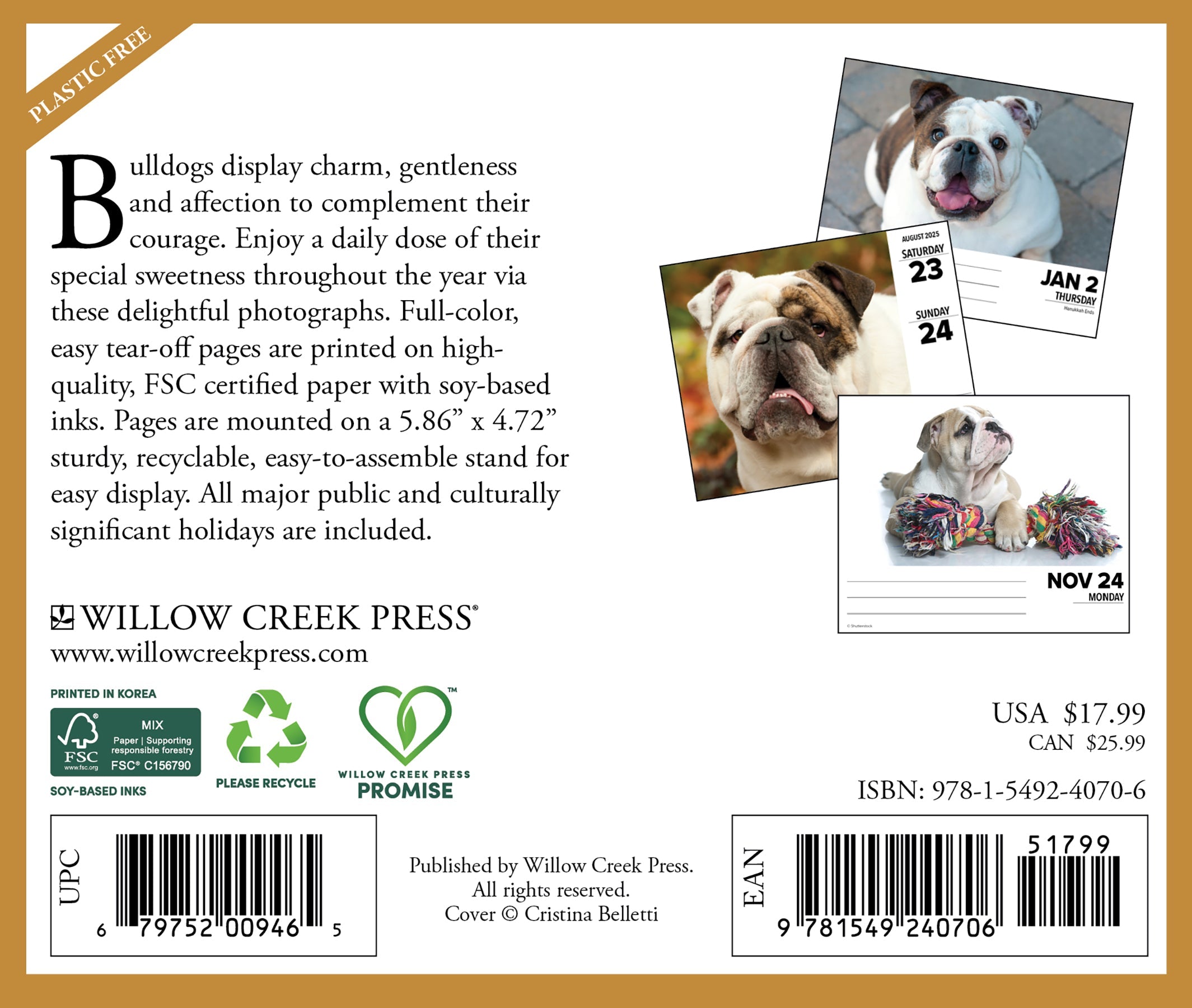 2025 Bulldogs - Daily Boxed Page-A-Day Calendar (US Only)