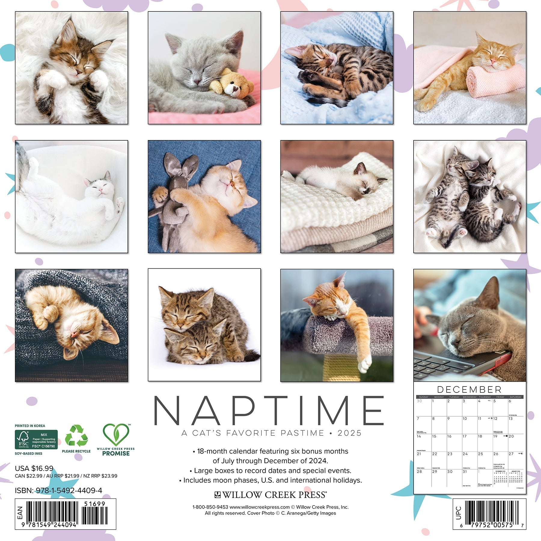 2025 Naptime: A Cat's Favorite Pastime - Square Wall Calendar (US Only)