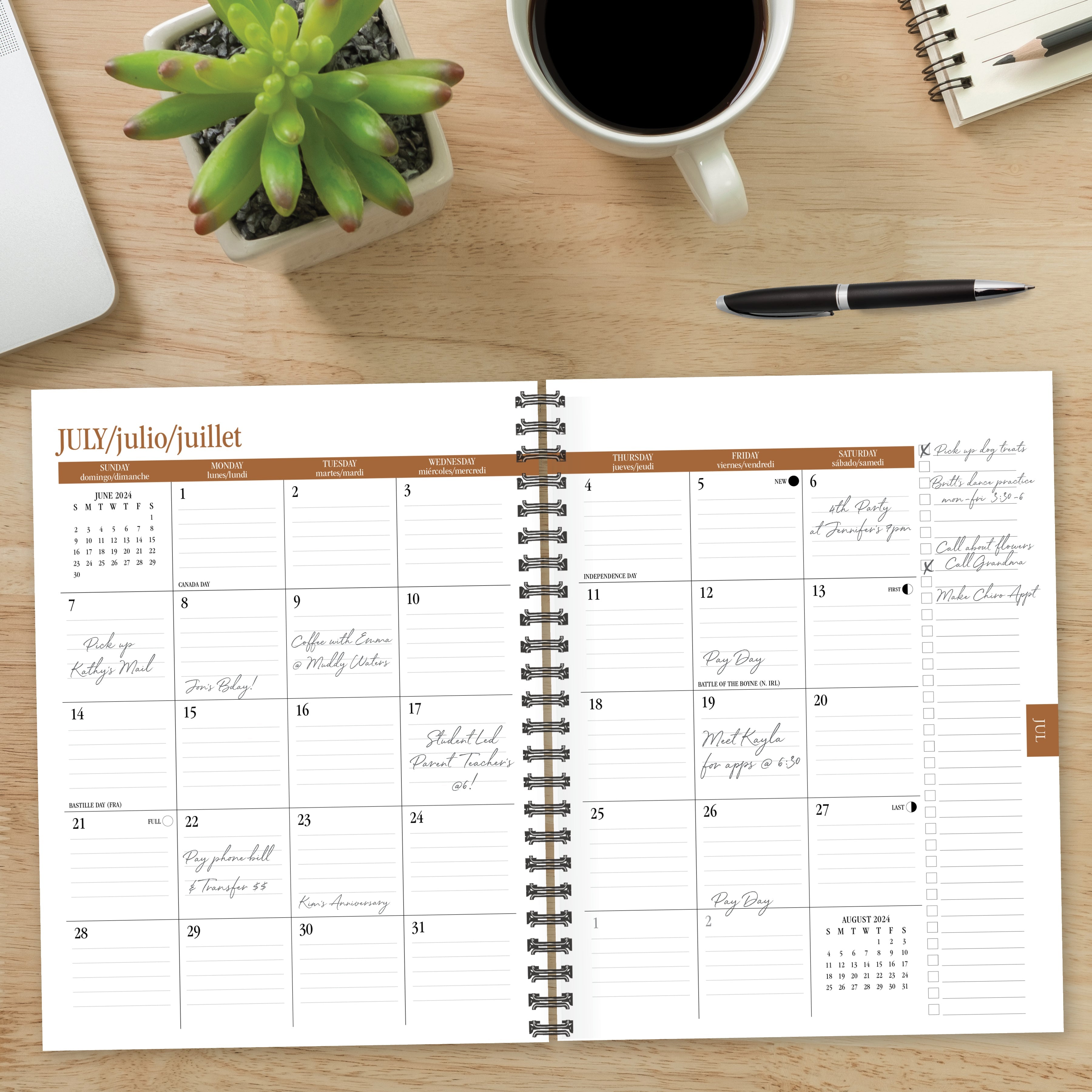 July 2024 - June 2025 Mushrooms - Medium Weekly & Monthly Academic Year Diary/Planner