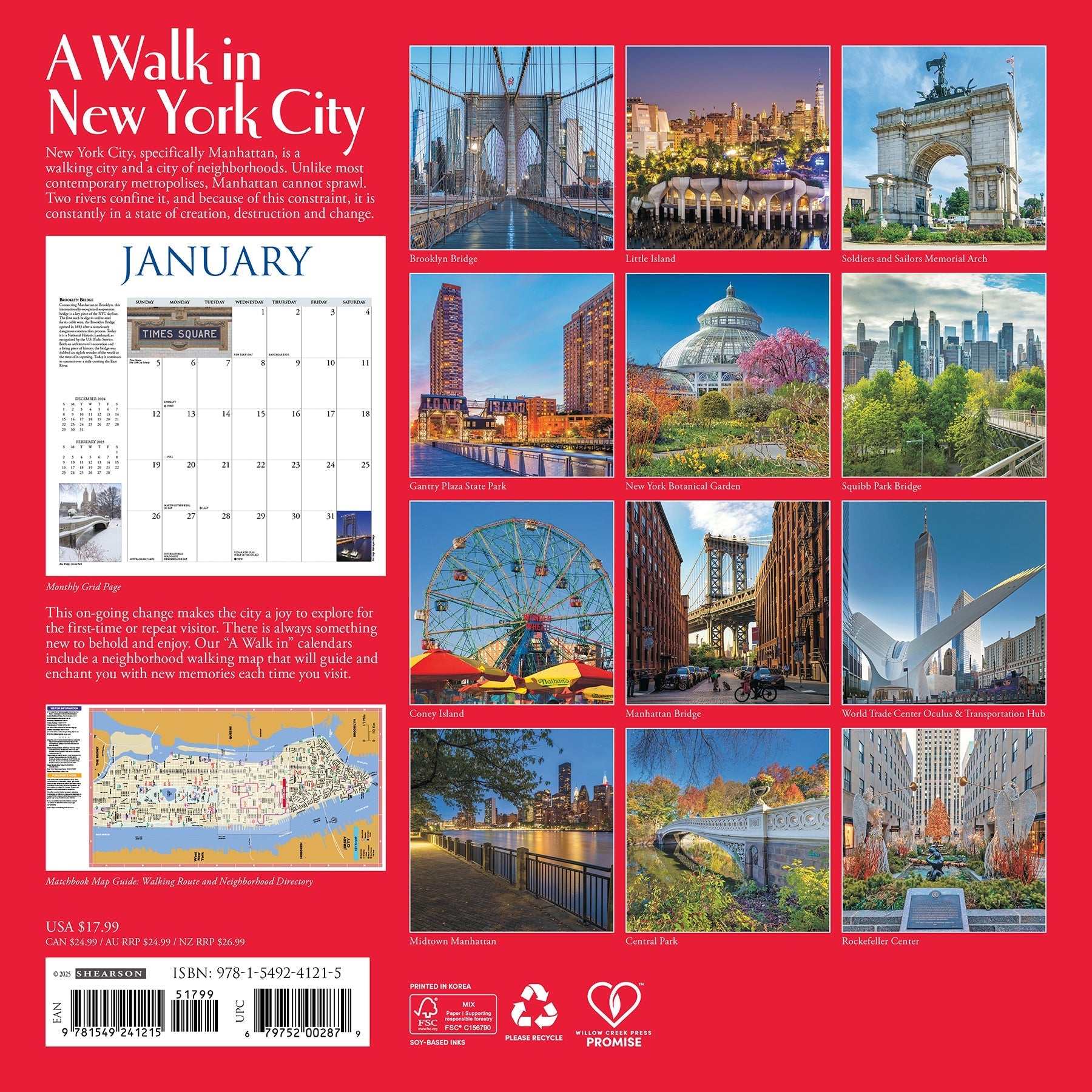 2025 A Walk in New York City - Square Wall Calendar (US Only)