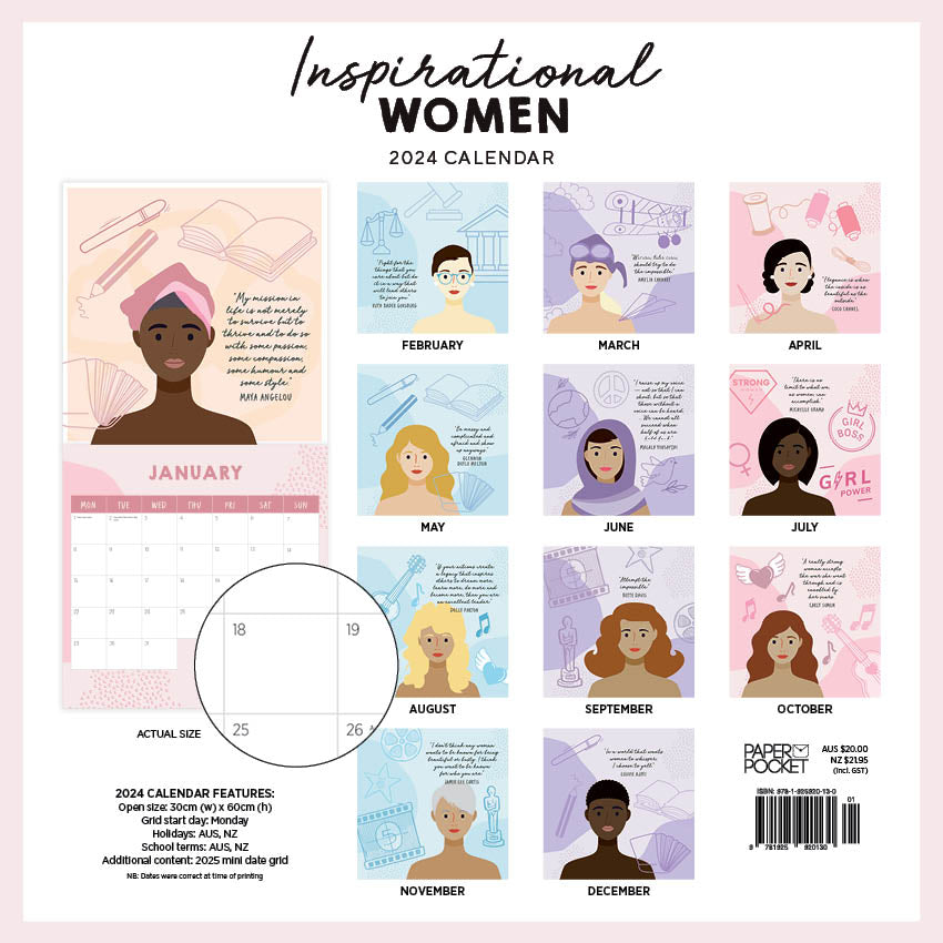 2024 Inspirational Women - Square Wall Calendar