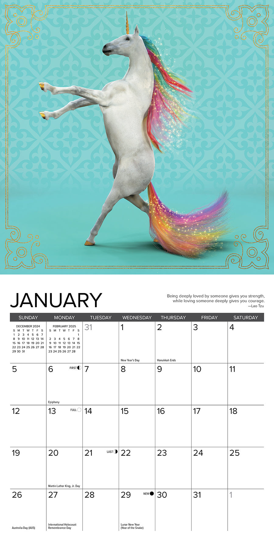 2025 Unicorn Yoga - Mini Wall Calendar (US Only)