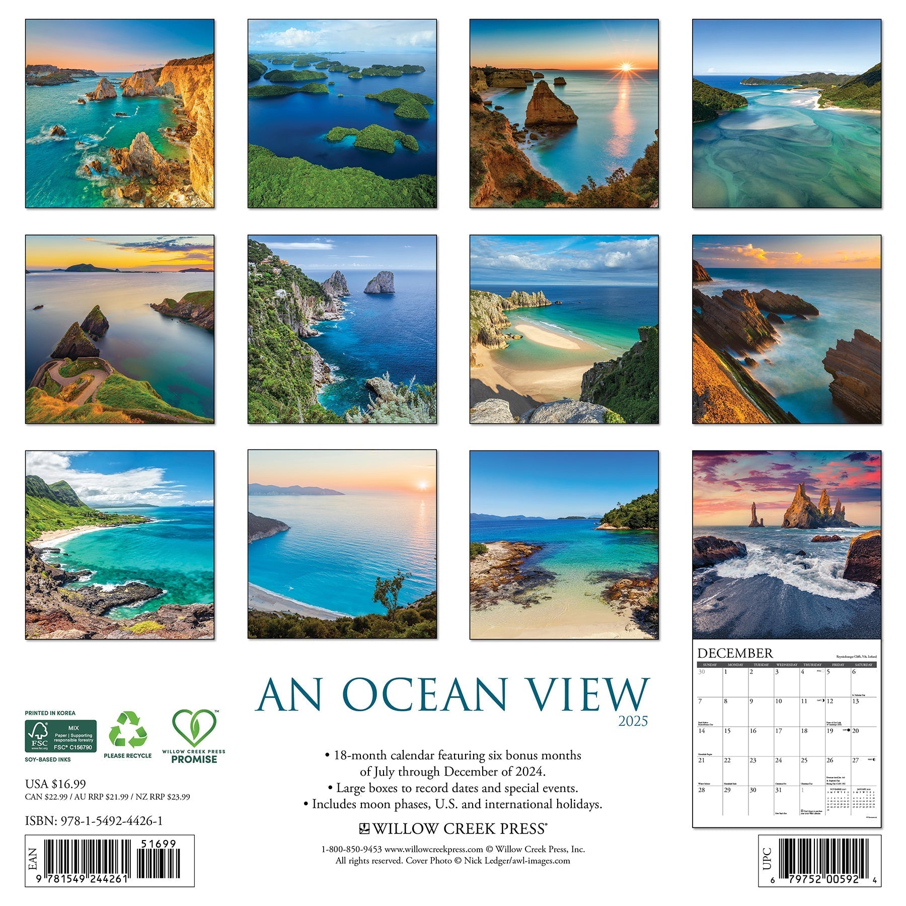 2025 Ocean View - Square Wall Calendar (US Only)