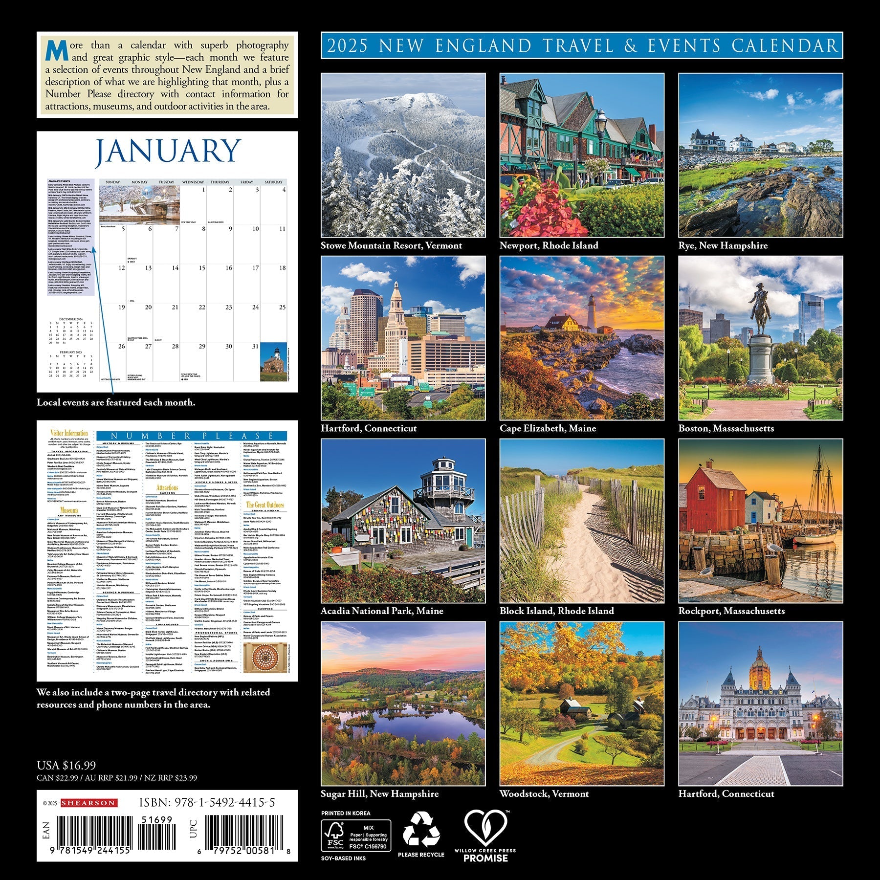 2025 New England - Square Wall Calendar (US Only)