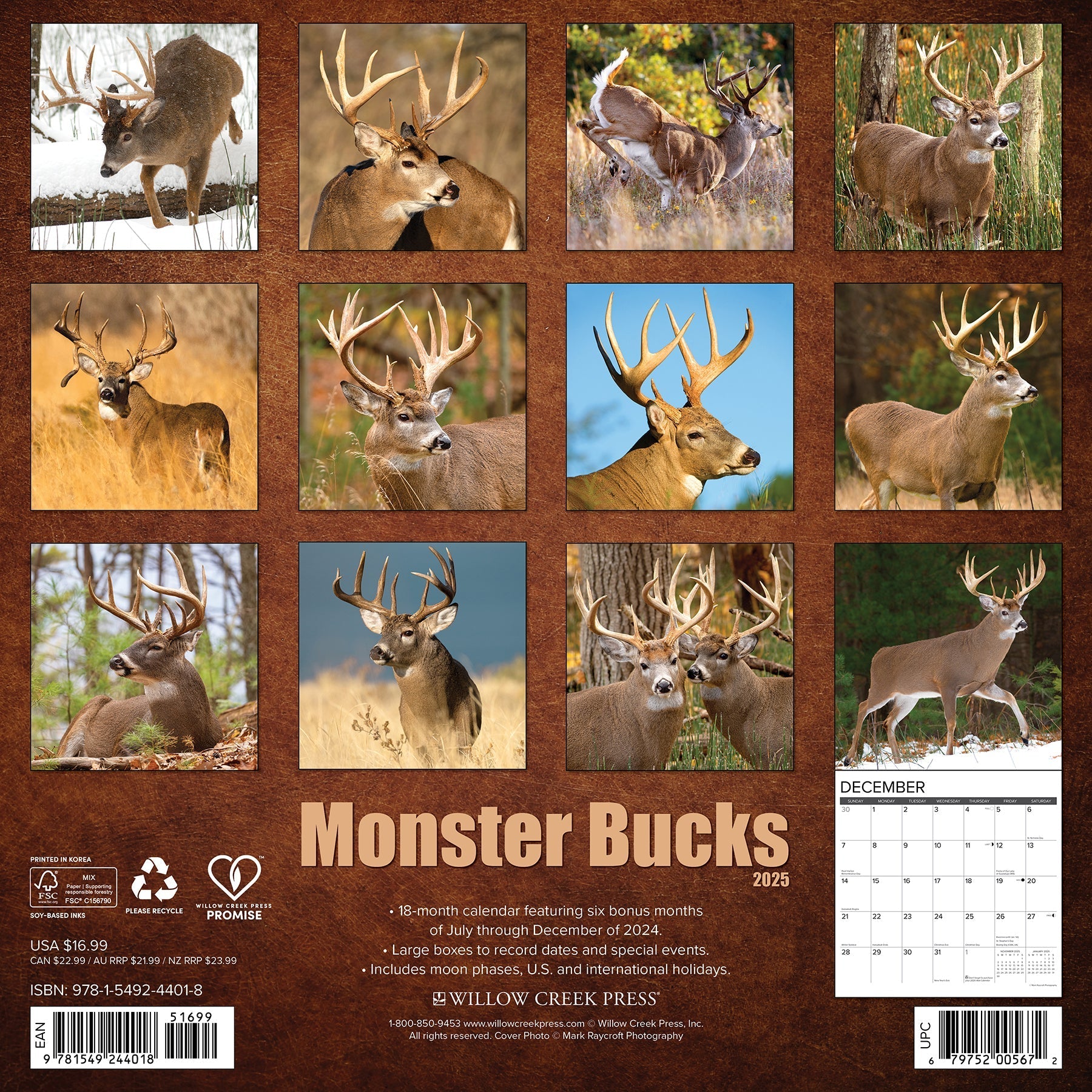 2025 Monster Bucks - Square Wall Calendar (US Only)