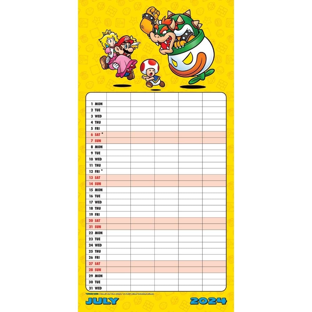 2024 Super Mario Family - Square Wall Calendar