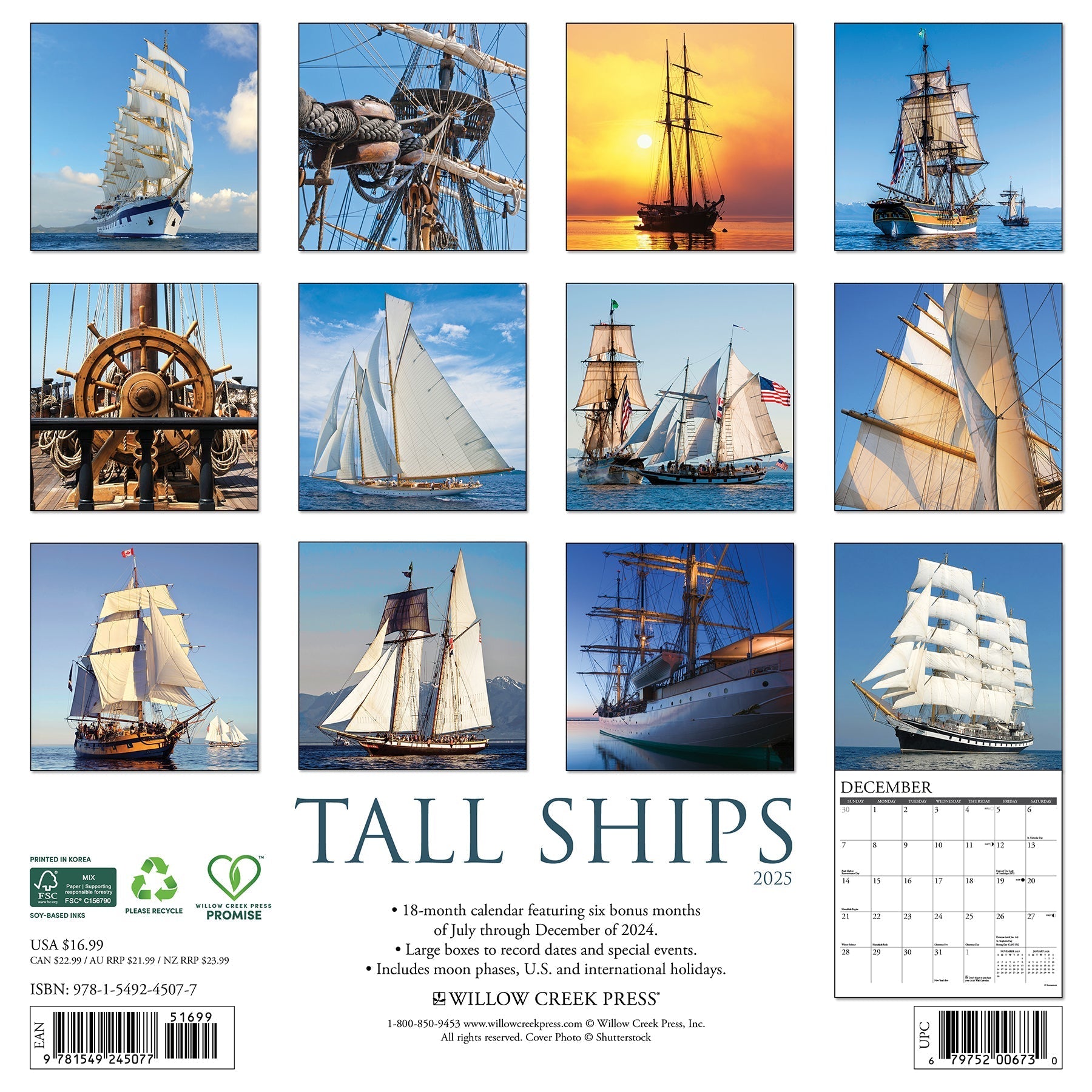 2025 Tall Ships - Square Wall Calendar (US Only)