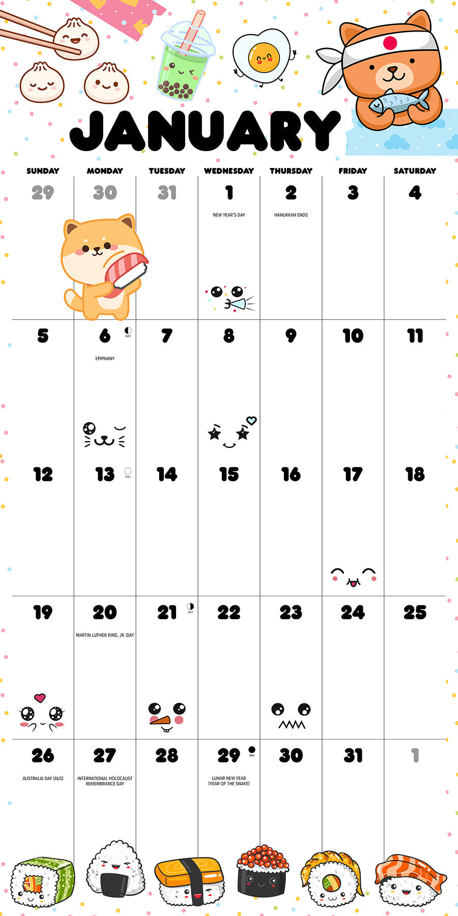 2025 Kawaii - Square Wall Calendar (US Only)