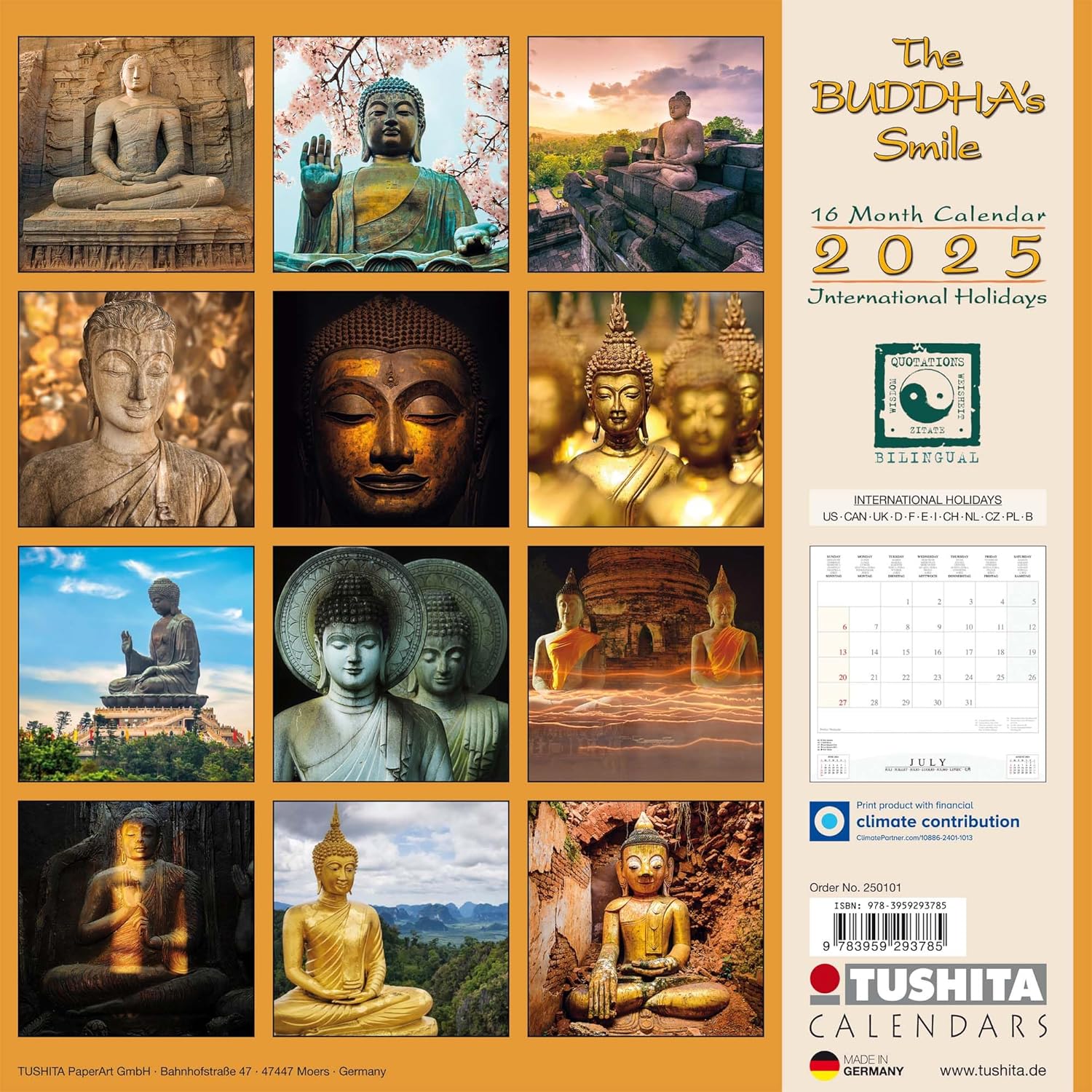 2025 The Buddha's Smile - Square Wall Calendar