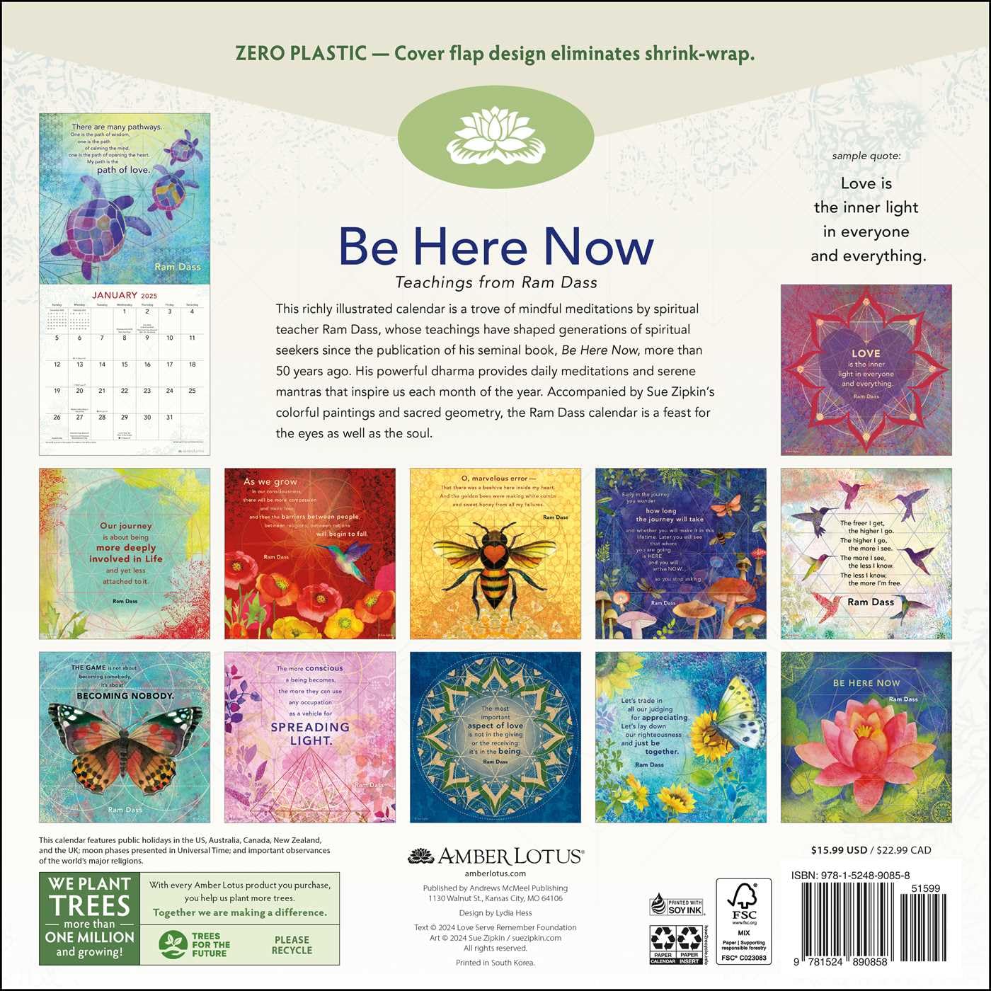 2025 Be Here Now - Teachings from Ram Dass - Square Wall Calendar