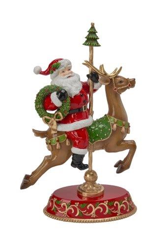Carousel Deer With Santa (45.5 Cm) - Christmas Decoration