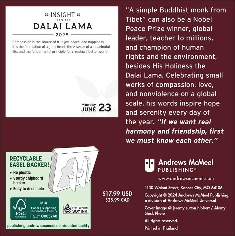 2025 Insight from the Dalai Lama - Daily Boxed Page-A-Day Calendar