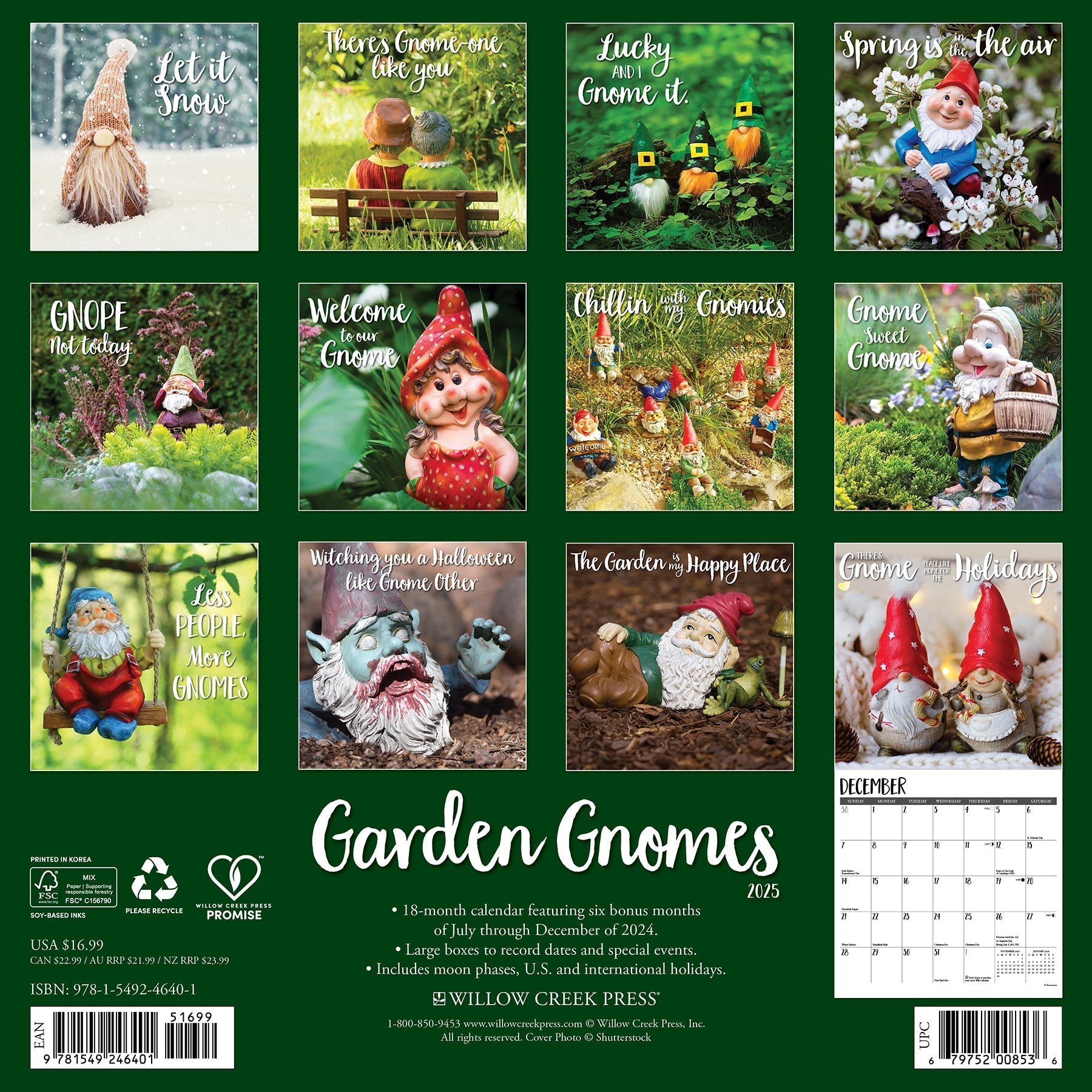 2025 Garden Gnomes - Square Wall Calendar (US Only)