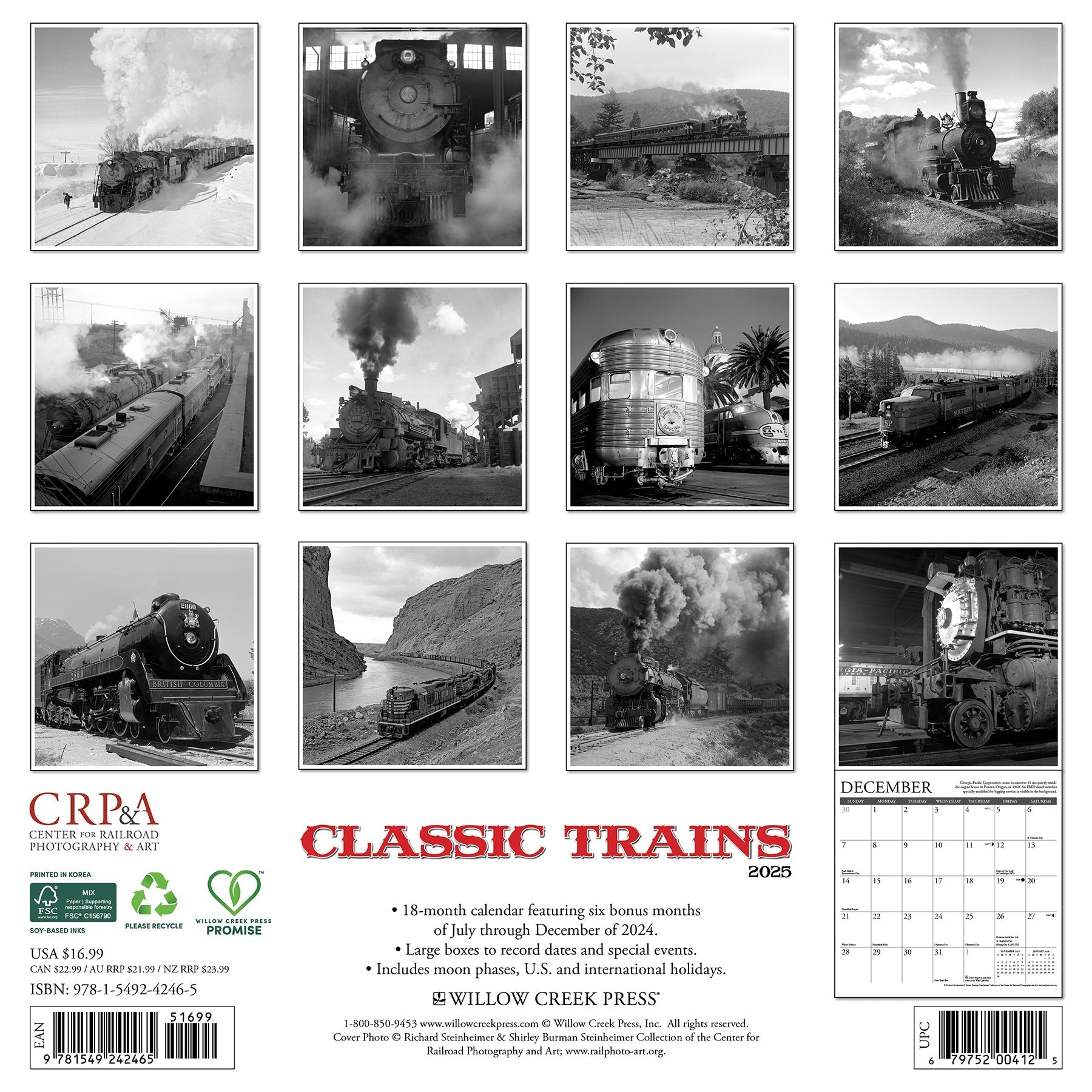 2025 Classic Trains - Square Wall Calendar (US Only)