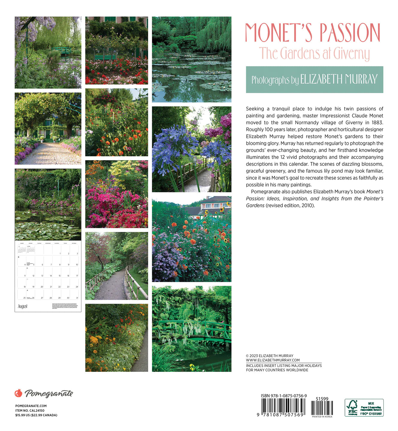 2024 Monet�s Passion: The Gardens At Giverny - Square Wall Calendar  SOLD OUT