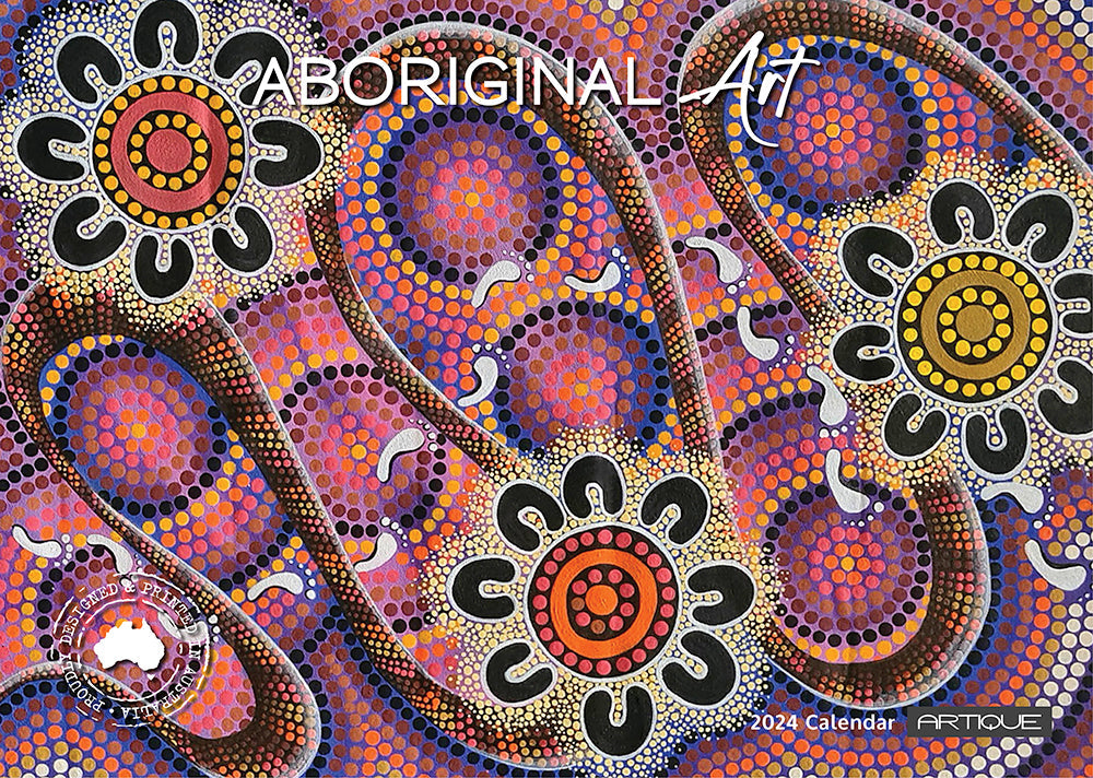 2024 Aboriginal Art (by Artique) - Horizontal Wall Calendar