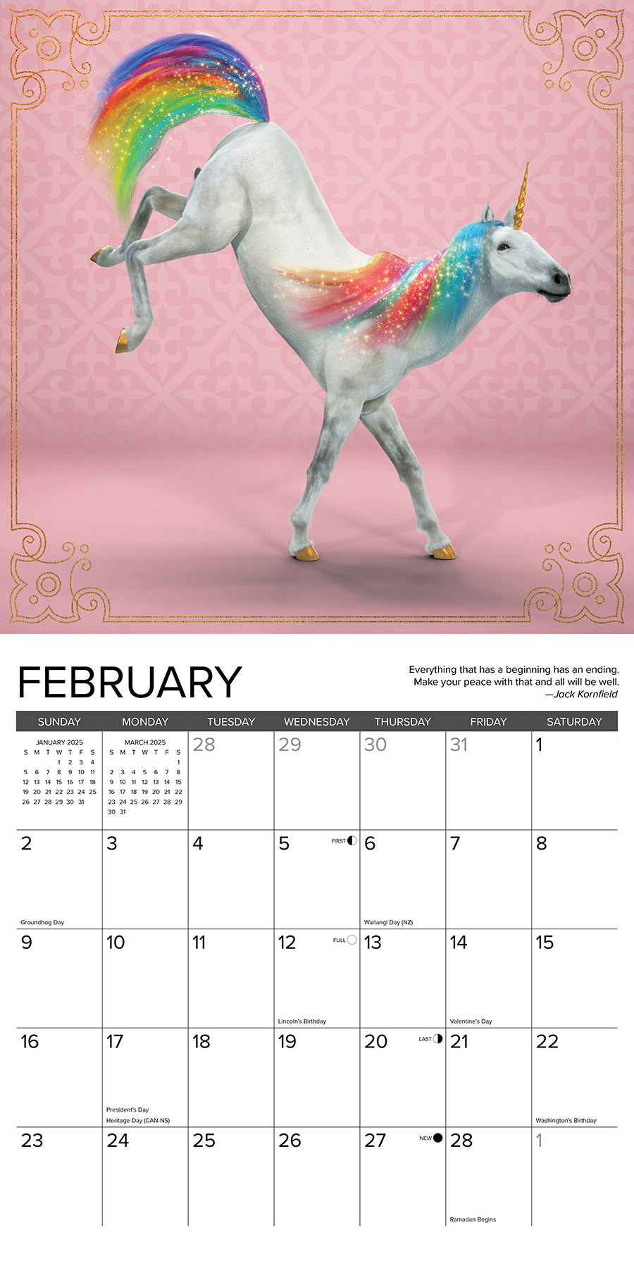 2025 Unicorn Yoga - Square Wall Calendar (US Only)