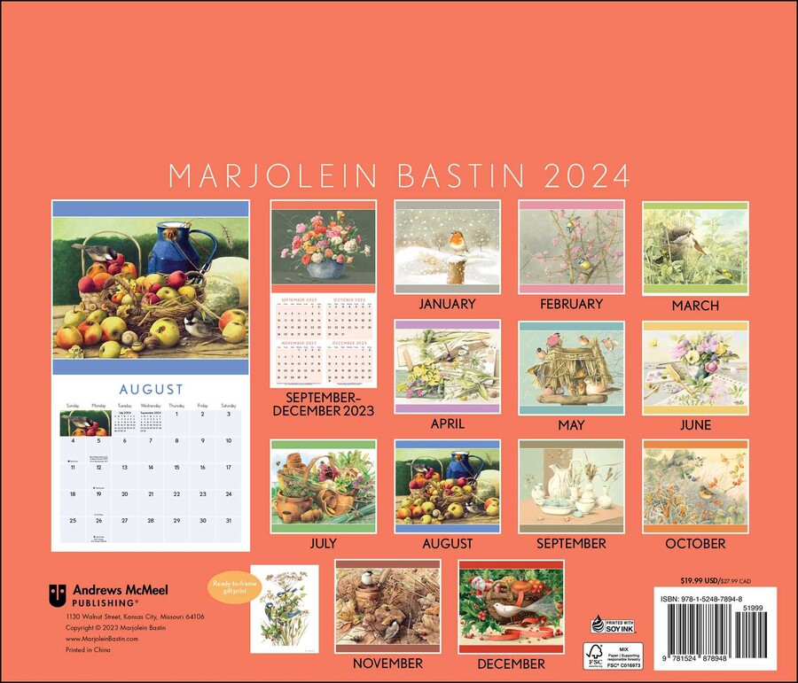 2024 Marjolein Bastin Nature's Inspiration (with Print) - Deluxe Wall Calendar