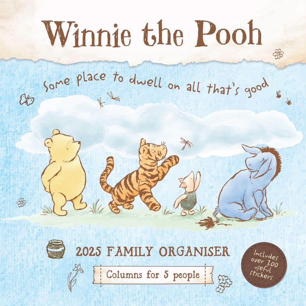 2025 Winnie The Pooh Family Organiser - Square Wall Calendar