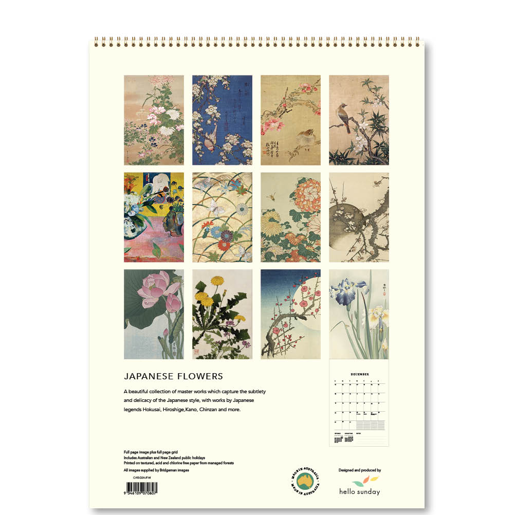 2024 Japanese Flowers - Deluxe Wall Calendar