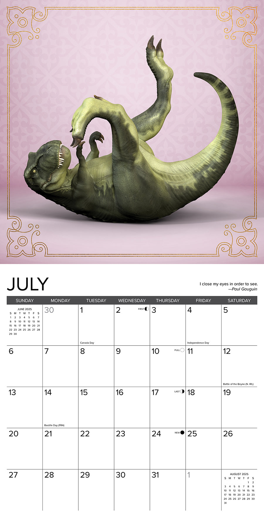 2025 T-Rex Yoga - Square Wall Calendar (US Only)