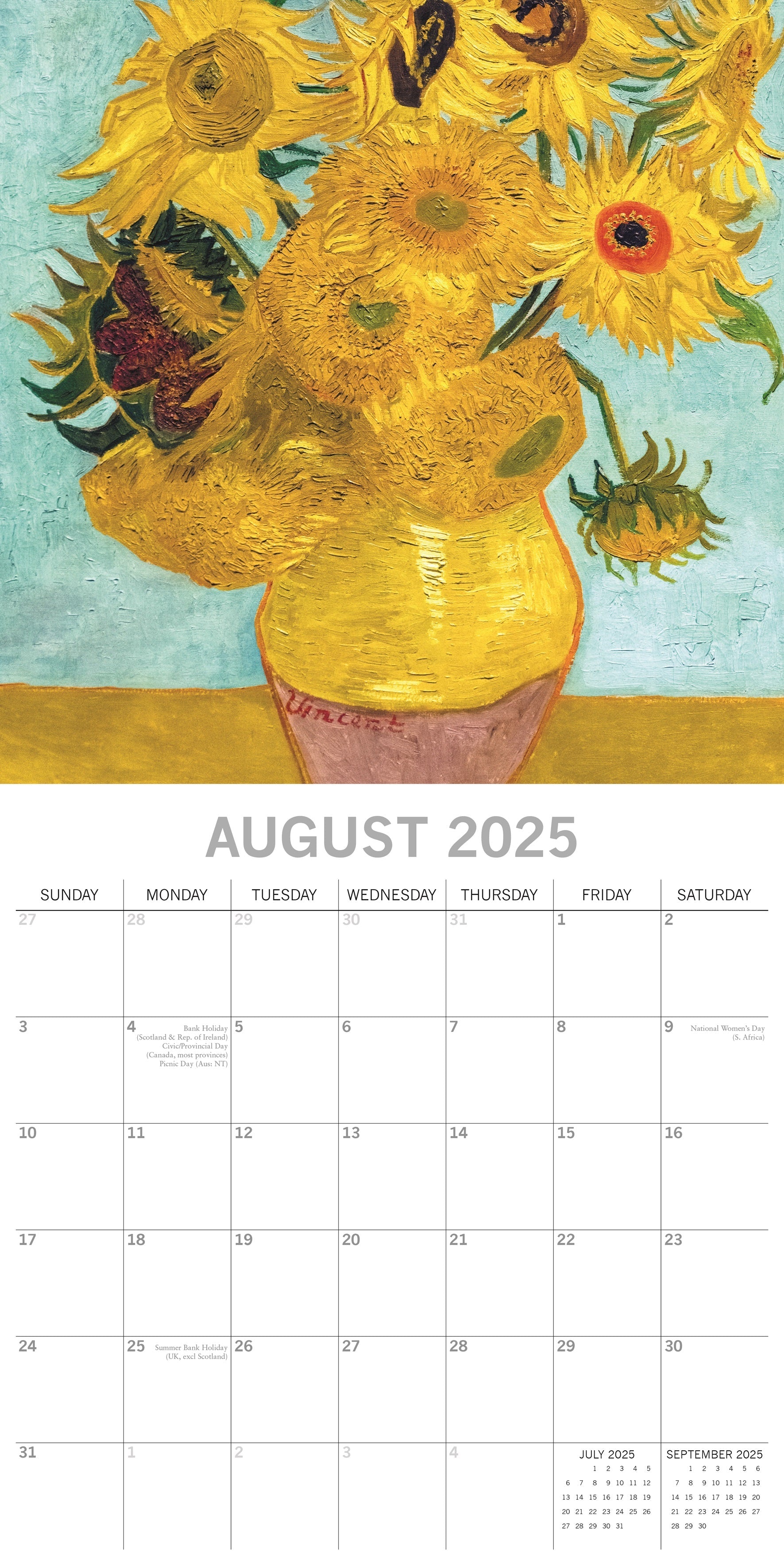 2025 Van Gogh - Square Wall Calendar