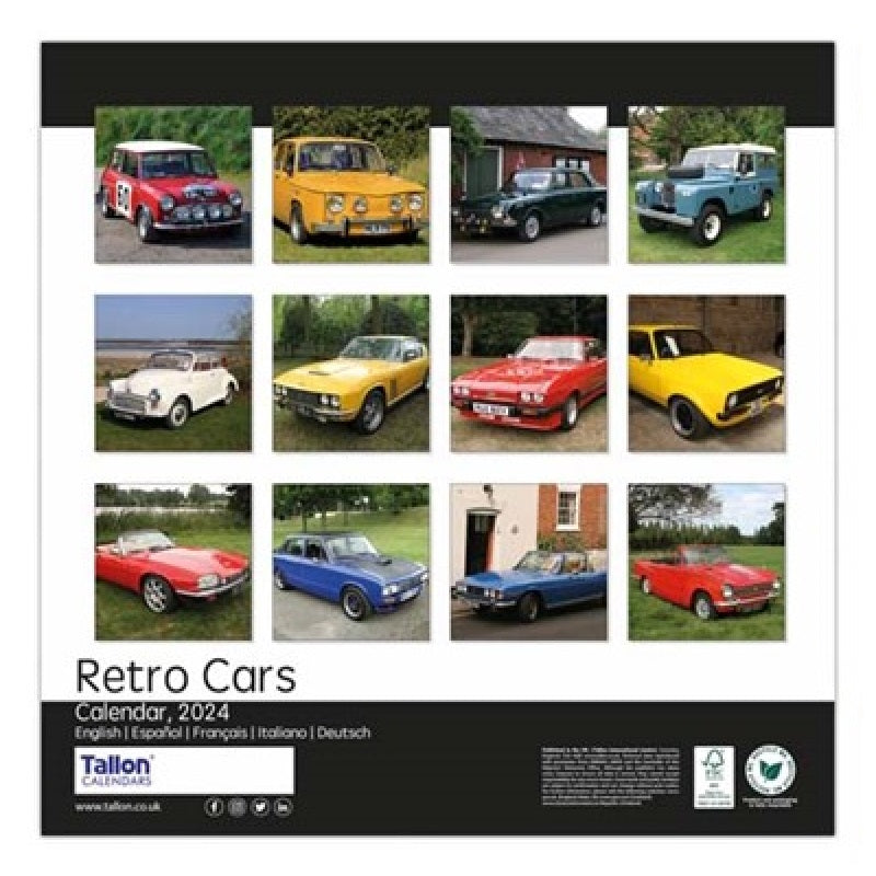 2024 Retro Cars - Square Wall Calendar