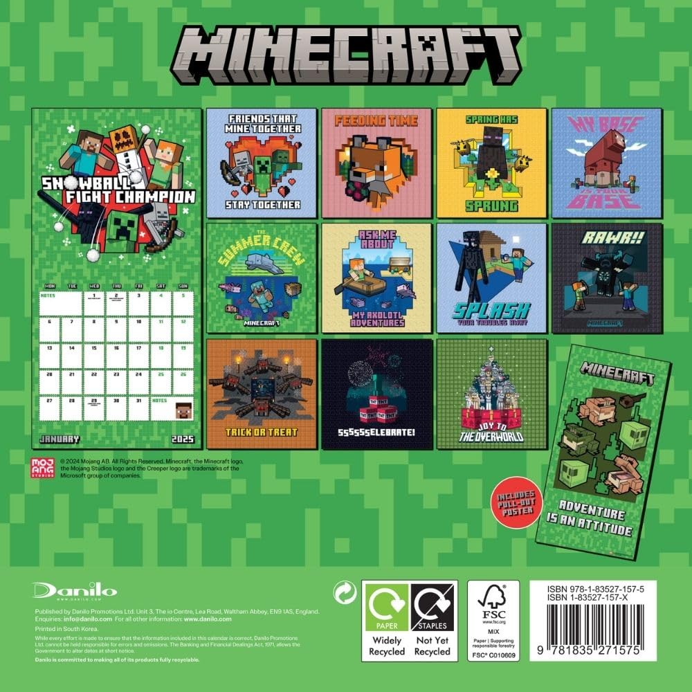 2025 Minecraft - Mini Wall Calendar