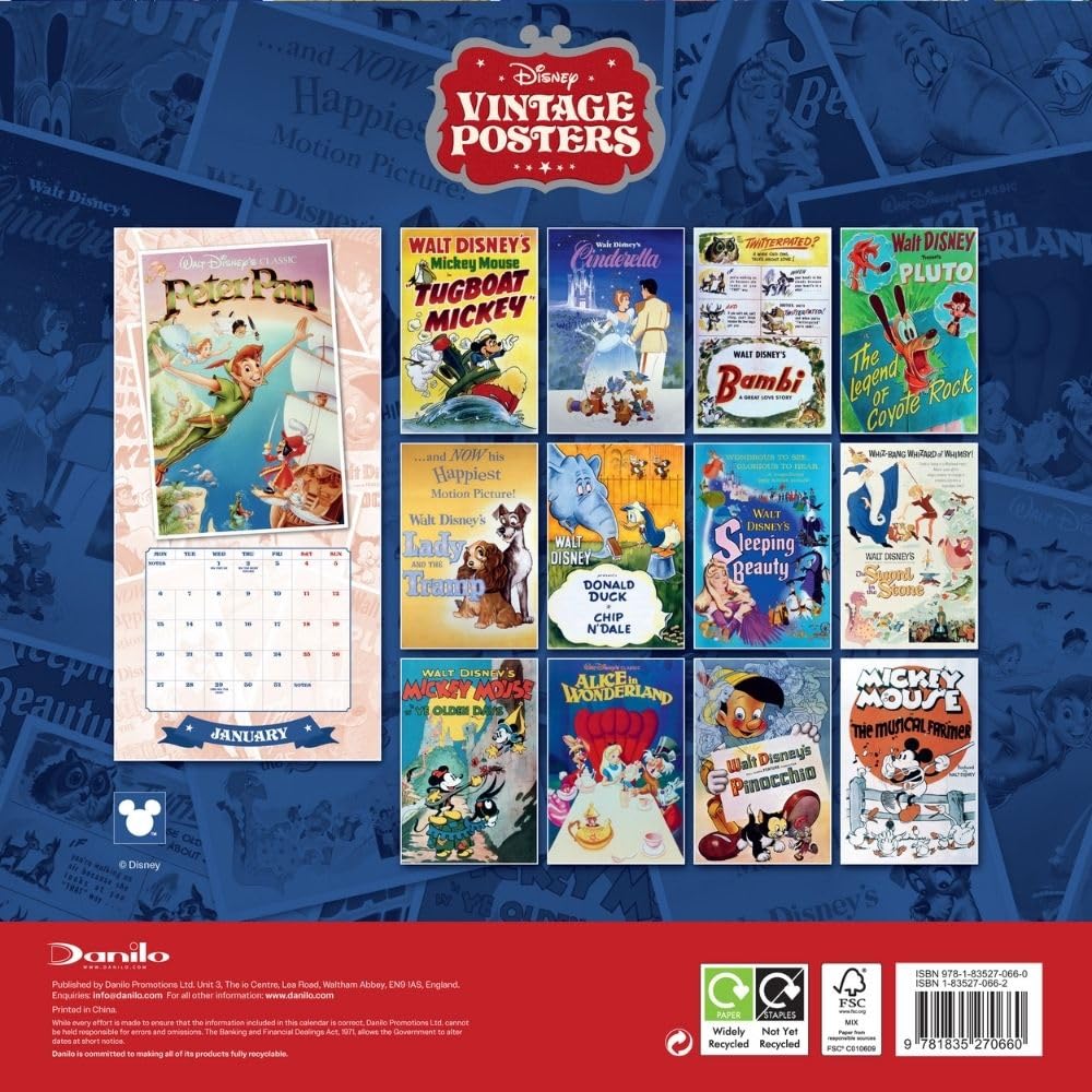 2025 Disney Vintage Posters - Square Wall Calendar