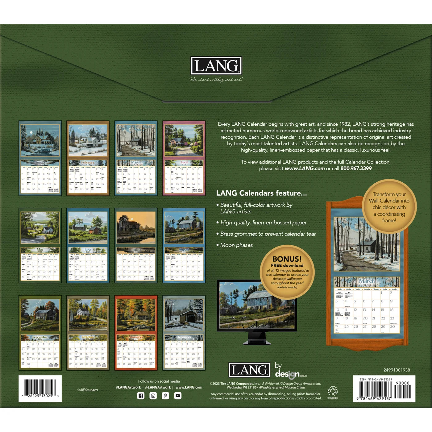 2024 LANG Road Home By Bill Saunders - Deluxe Wall Calendar